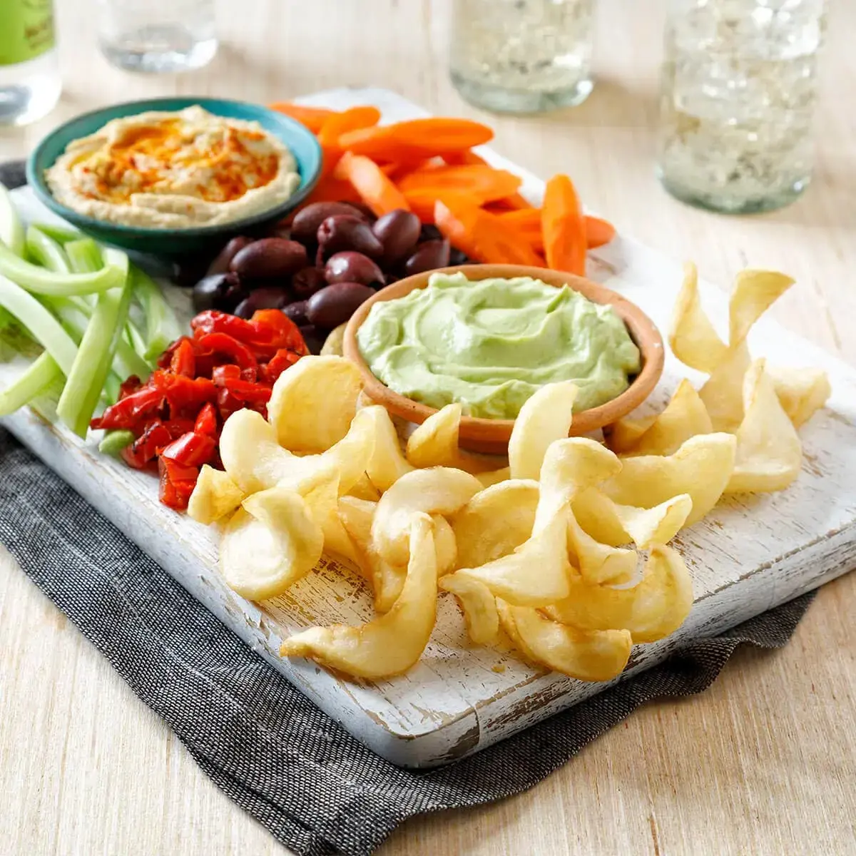 Mezze Fries Platter with Hummus and Avocado Labneh Recipe Card