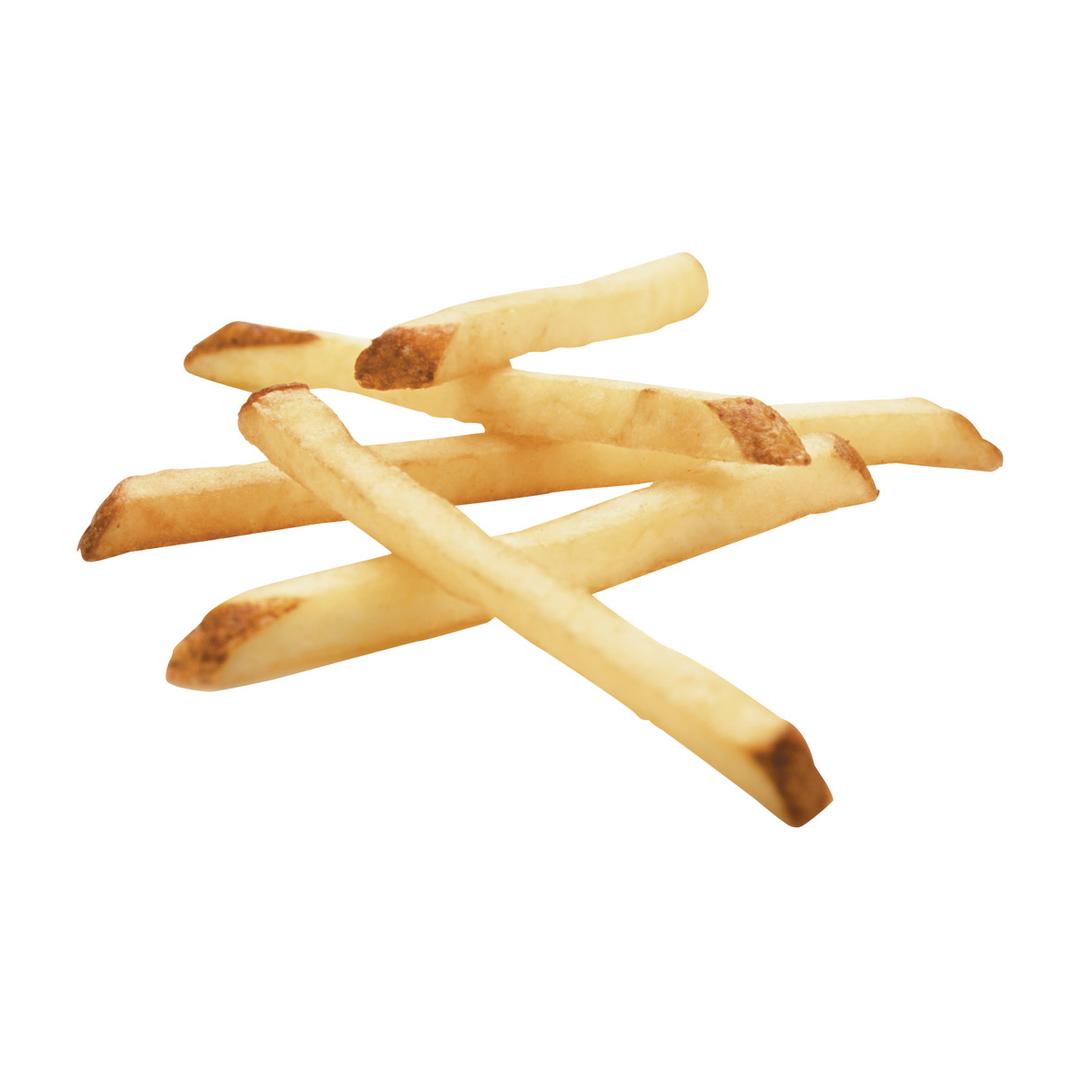 Papas a la francesa corte recto con cobertura transparente, con cáscara