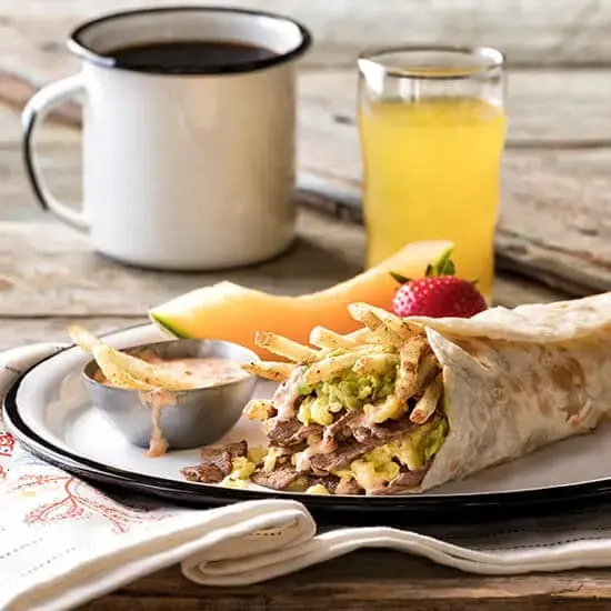 Steak & Frites Breakfast Burrito Recipe Card