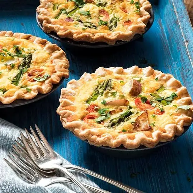 Roasted Redskin, Asparagus and Cherry Tomato Quiche Recipe Card