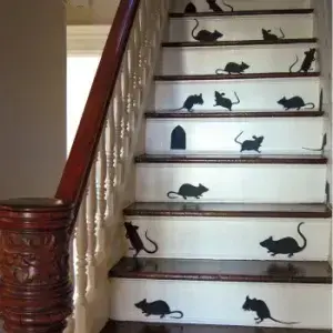 rat decals on stairs