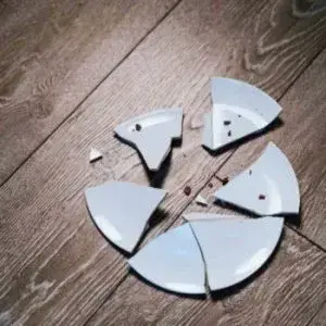 broken plate on floor