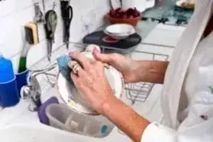 hand washing a bowl