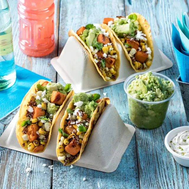 Roasted Sweet Potato Tacos and Guac